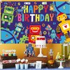 Robot Birthday Party Backdrop Happy Birthday Photography Backdrop 5.9x3.6ft Robot Photography Background for Gear Robot Birthday Party Decoration Gear Up Robot Party Supplies