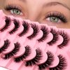 7 Pairs Cat-Eye Lashes Flu-ffy 17mm Fox Eye Lashes Curly Volume Eyelashes Faux Mink Lashes that Look Like Extensions Lashes Wispy False Eyelashes Natural Look(Z12)