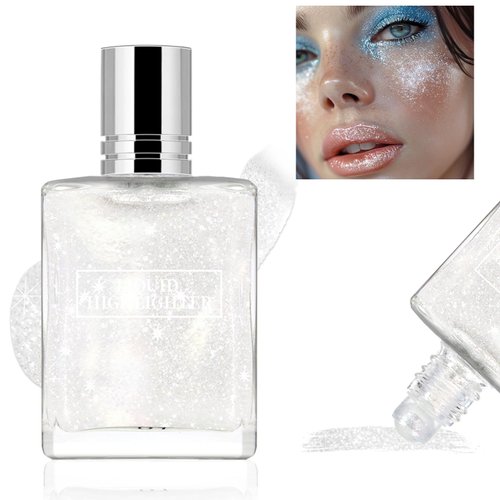 HOSAILY Sparkle Roll on Body Glitter Mermaid Makeup, Waterproof Moisturizing Long Lasting Face Glitter, Quick-Drying Non-Greasy Body Shimmer for Festival Rave Party Accessories Halloween Makeup#Silver