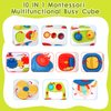 Mignonlique Activity Cube, Busy Cube for Children Over 18 Months, Travel Toys for Toddlers 1-3, Montessori Toys, 10 in 1 Multi-Functional Busy Board, Children's New Year's First Birthday Gift.