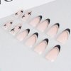 Vaveah 24 Pcs Press on Nails Medium, Acrylic Stiletto Fake Nails with Stars, False Nails with Nail Glue on Nails for Women (Black French and Stars)