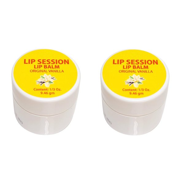 Lip Session Lip Balm (Cold Sores, Dry Chapped Lips & Fever Blisters) Vanilla Flavor .33 Oz. (2)