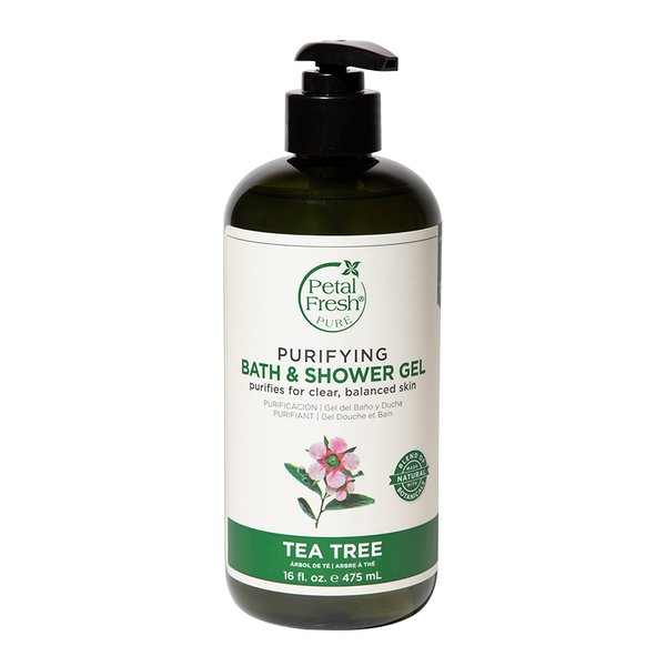 Petal Fresh Tea Tree Bath & Shower Gel, Pure Purifying, Daily Cleansing, Natural Body Gel, Vegan and Cruelty Free, 16 oz