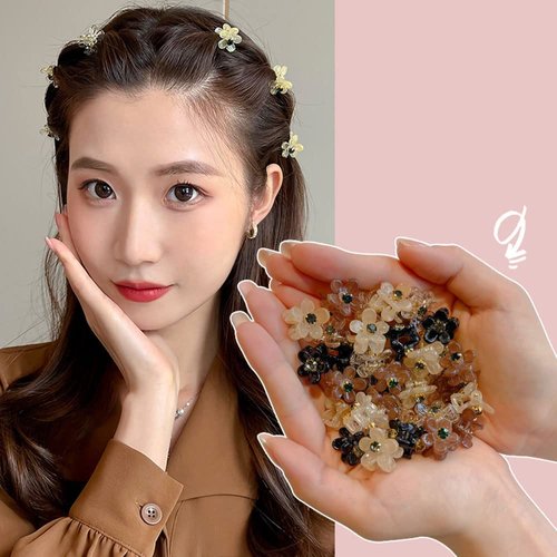 Set of 20 Black Mini Hair Clips for Girls Braided Hair Clips Bangs Clips Exquisite Side Clips Headdress Hair Clips（black flower）