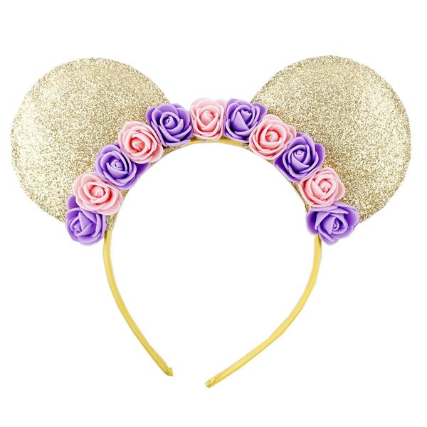 Cute Mouse Ears Headband Hoop Hair Accessories Headdress Hair Accessories for Party Festivals (Gold)