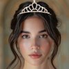 Kilshye Silver Tiaras Rhinestone Tiara and Crown Birthday Party Headband Hair Accessories for Women (F)