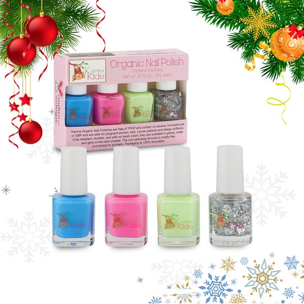 Karma Kids Nail Polish Box Set No. 1 Natural Safe Nail Polish for Little Girls - Non-Toxic, Vegan, and Cruelty Free – Quick Dry Kids Friendly