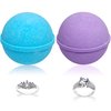 Ocean Breeze Lavender Bath Bombs Gift Set of 2 with Size 9 Ring Surprise Inside Each Made in USA