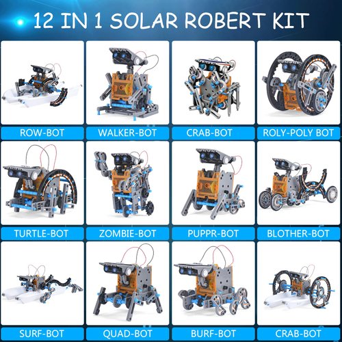 AESGOGO STEM Projects 12-in-1 Creation Solar Robot Kit,Science Experiments Toys Gifts for Kids Ages 8-12,Educational DIY Building Robotics Kit for 8 9 10 11 12 13 14 15 Year Old Boys Girls Teens