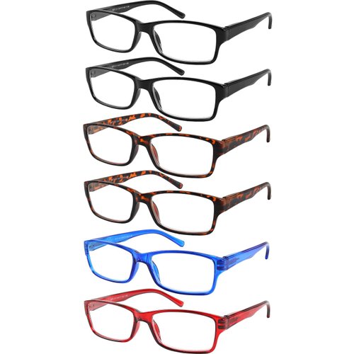Yogo Vision 6-Pack Reading Glasses for Men and Women – Readers in 4 Frame Colors +3
