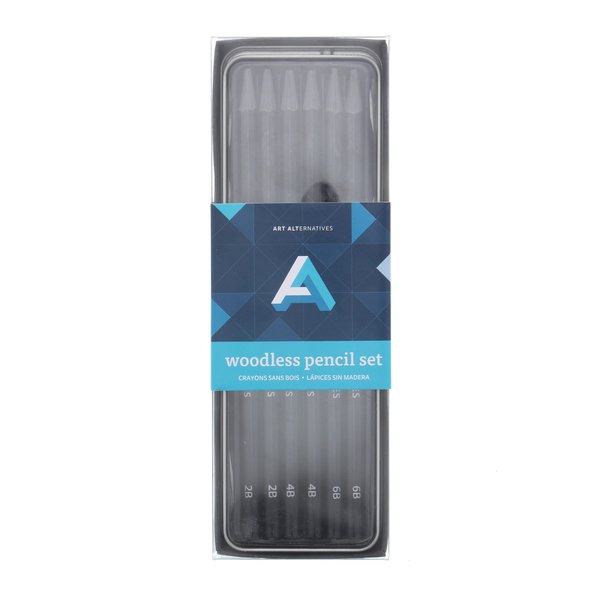 Art Alternatives Woodless Graphite Pencil Art Tin Set, 6-Pieces - 2B, 4B, 6B soft grade pencils for drawing and sketching