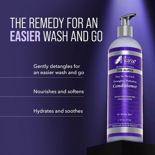 The Mane Choice The Alpha Easy On The Curls Hydration Curly Hair Conditioner, Nourishing Detangling Conditioner Enriched with Biotin & Vitamin E, Sulfate & Paraben-Free, 16 oz