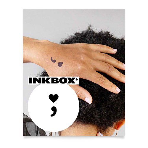 Inkbox Temporary Tattoos, Semi-Permanent Tattoo, One Premium Easy Long Lasting, Water-Resistant Temp Tattoo with For Now Ink - Lasts 1-2 Weeks, Semicolon Tattoo, 2 x 2 in, Persist