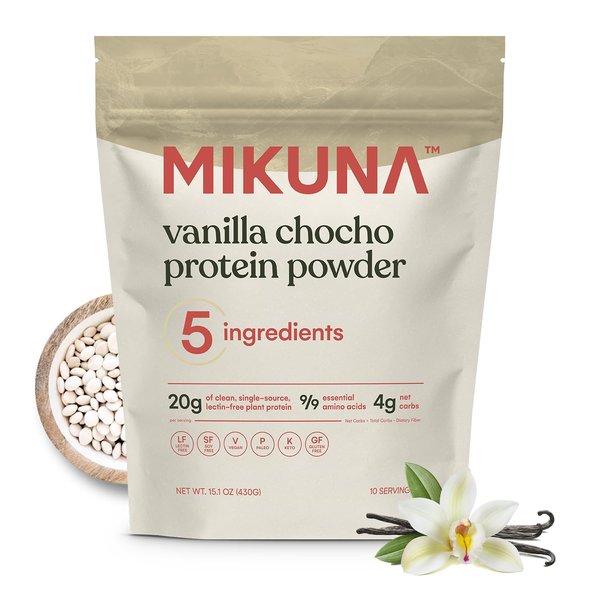 Mikuna Vegan Protein Powder (Vanilla, 15 Servings) - Plant Based Chocho Superfood Protein - Dairy Free Protein Powder Packed with Vitamins, Minerals & Fiber - Gluten, Keto & Lectin-Free