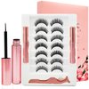 Magnetic Eyelashes Natural Look- Magnetic Lashes with Eyeliner -7 Pair 3D Magnetic Eyelash Kit with 2 Tubes of Liner-Upgraded Strong Hold, Reusable Fake Eyelashes Easy to Apply