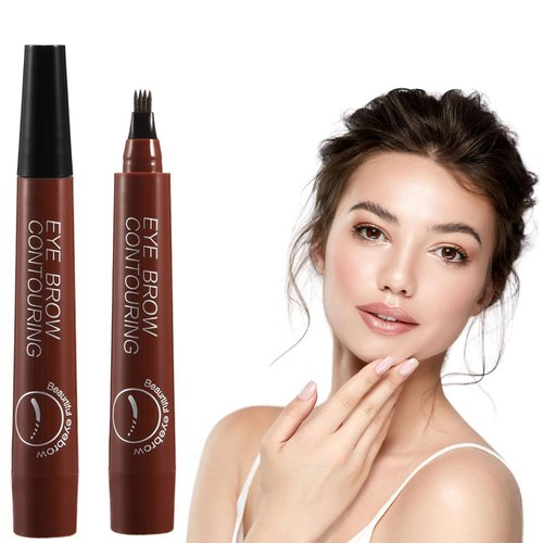 2024 Upgraded Magic Eyebrow Pencil - 3D Waterproof, Sweatproof & Long-Lasting All Day 4-Tip Microblading Brow Pen for Vivid & Hair-Like Brows Contouring & Precise Magic with 4 Fork (Reddish Brown)
