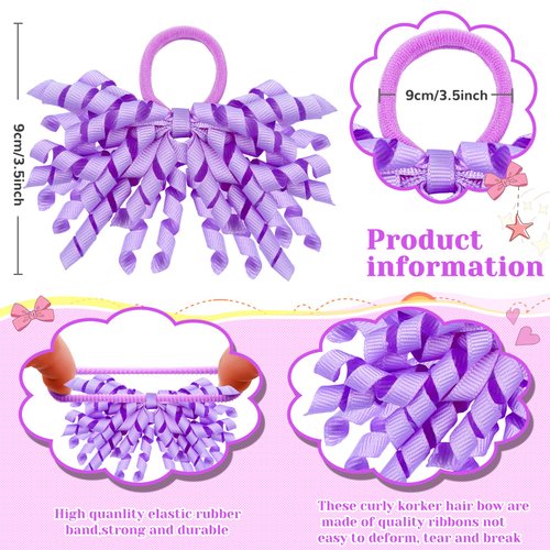 30 Pcs Boutique Baby Girls Bow Hair Ties Curly Ribbons Korker Bow for Hair Elastic Colored Hair Bands Ponytail Holders for Toddlers Kids (Artsy Style)