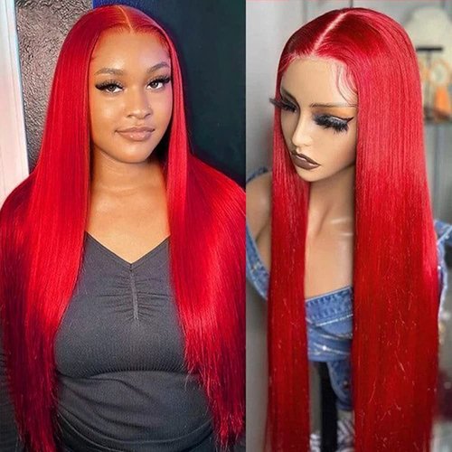 Phyoung Red Hair Lace Front Wigs Long Straight Hair Red Wig Heat Resistant Glueless Synthetic Lace Front Wigs for Women