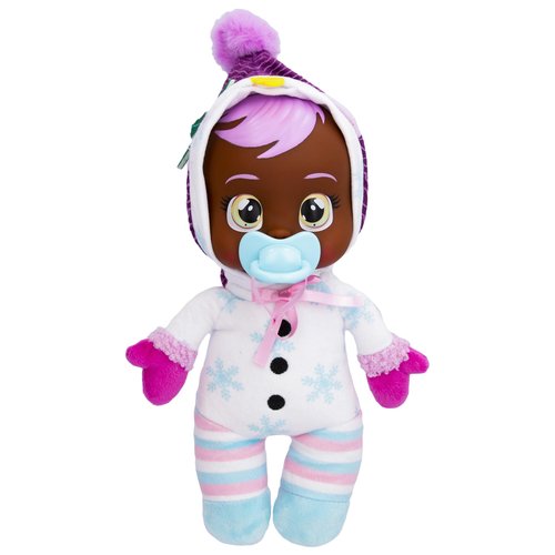 Cry Babies Tiny Cuddles Christmas Holly - 9" Baby Dolls, Cries Real Tears, White Snowman Themed Pajamas