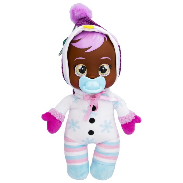Cry Babies Tiny Cuddles Christmas Holly - 9" Baby Dolls, Cries Real Tears, White Snowman Themed Pajamas