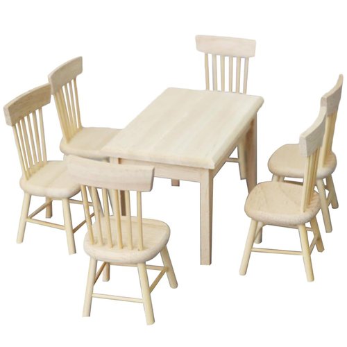 Toddmomy 1 Set Doll Furniture Miniature Furniture Decorative 1/12 Scale Miniature Table Chair Set For Dollhouse Kitchen Food Decoration Accessories ( As Shown B)