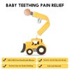 AmazingM Baby Food Grade Silicone Car Teether Toy with Pacifier Clip Holder,Teething Pain Relief Toys Gift Set for 3 Months+ Boys and Girls,Freezer Safe,BPA Free (Bulldozer, Yellow)