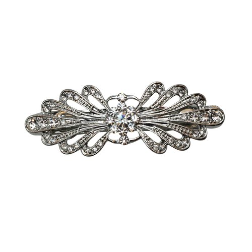 Faship Gorgeous Clear Rhinestone Crystal Small Floral Hair Barrette Clip