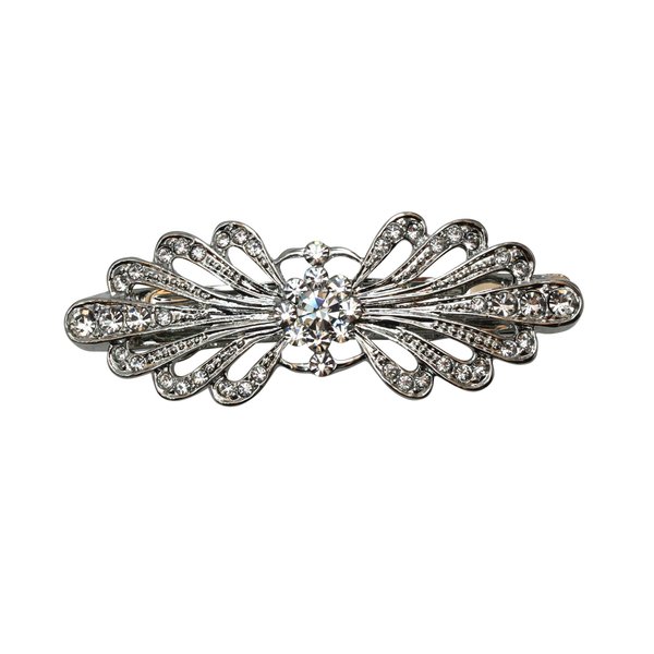 Faship Gorgeous Clear Rhinestone Crystal Small Floral Hair Barrette Clip