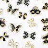qiipii 36Pcs Elegant Cute Charms for Nails Bow Butterfly Mask Luxury Kawaii Charms Black White Nail Rhinestones Pearls Charms 3D Alloy Nail Gems Cute Nail Art Supplies for Acrylic Nails DIY Crafts