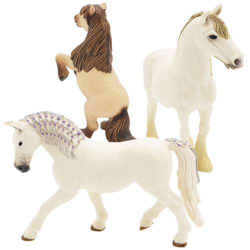 Gemini&Genius 3Pcs Horses Toy, Farm Horse Animal Playset, Mare and Stallion with Horse Baby Family Action Figure Toys Great for Miniature Party Decoration, Birthday Cake Topper or Gifts for Kids