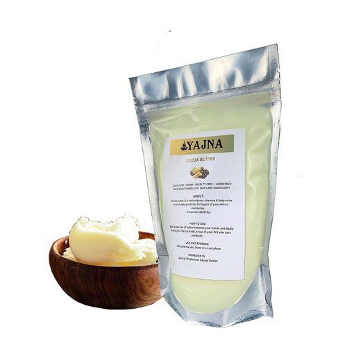 Yajna Organic Raw Cocoa Butter 100% Pure,Natural & Unrefined| Skin Moisturizer For Face, Body & Hair| 4 OZ/115 GM Ivory/White Grade A | DIY Creams, Balms, Lotions, Soaps| Softens Dry & Tough Skin
