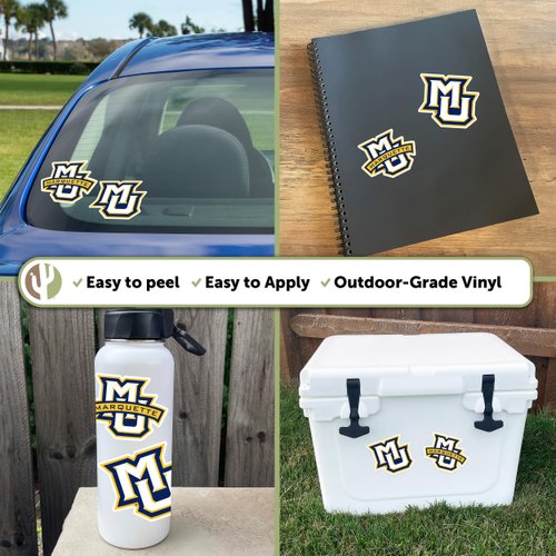 Desert Cactus Marquette University Stickers Golden Eagles MU Vinyl Decal Laptop Water Bottle Car Scrapbook (4 Inch Set V1)