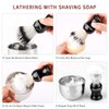 Anbbas 3IN1 Shaving Brush Set Synthetic Badger Hair with Stainless Steel Shaving Bowl,Black Acrylic Shaving Stand Holer for DE Razor Men Traditional Shave