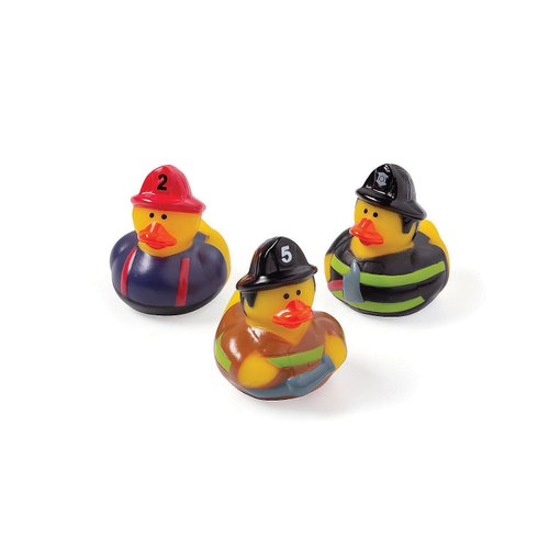 Firefighter Rubber Duckies (Set of 12 Ducks) Fire Party Favors and Supplies