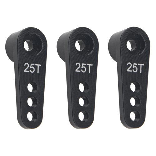 3Pcs ShareGoo Metal 25T Servo Horn 25 Teeth Steering Arm Compatible with Futaba Savox Power HD HSP Servos Motor Compatible with Wltoys Himoto Redcat Traxxas Axial 1/8 1/10 RC Car Truck (Black)