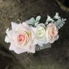 Fangsen Silver Wedding Rose Flower Hair Comb Bridal Floral Hair Headpiece for Brides and Bridesmaids (Pink)
