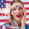 10Sheets 4th of July Glitter Face Temporary Tattoo Stickers Independence Day Glow in The Dark Red White Blue USA Flag Star Heart Eye Body Makeup Decals for Women Girls Costume Parade Party Decor