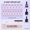 btartboxnails XCOATTIPS French Nails - Extra Short Square Nail Tips with Nail Gel, French Protecing Duo, Nail Lamp, All in One Soft Gel French Tip Press on Nails Gel Extension