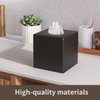 Y-in Hand Tissue Box Cover, Square Facial Tissue Holder Storage for Bathroom Vanity, Countertops, Dressers, Night Stand, Parlors and Offices - Black
