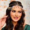 Aukmla Boho Head Chain Gold Beaded Tassel Hair Chains Festival Costume Headband Hair Accessories for Women and Girls