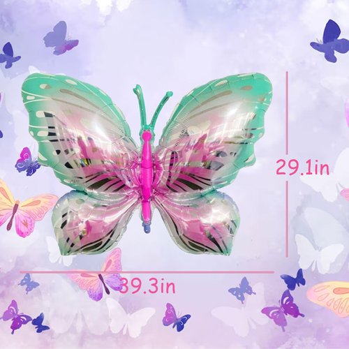 GLASNES 2 Pcs Butterfly Balloons 39.3 Inch x 29.1 Inch Giant Foil Mylar Balloons Butterfly Themed Party Supplies Baby Shower Wedding Decorations…