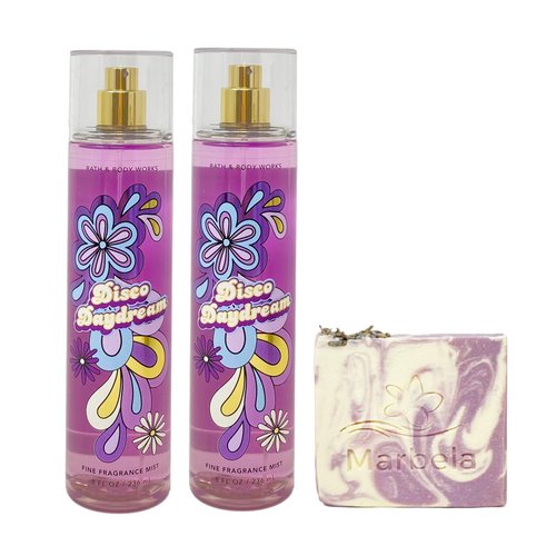 Bath & Body Works Disco Daydream 2 Pack Fine Fragrance Mist Bundle with a Lavender Dream Bar Soap - Full Size