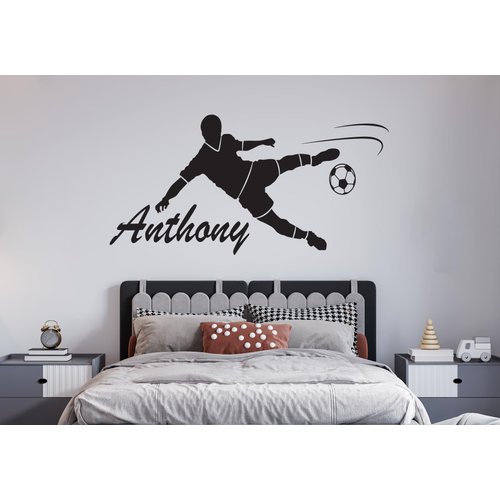 Custom Name Soccer Player Wall Decal - Soccer Wall Sticker - Soccer Ball Wall Decor - Soccer Name Wall Decal - Wall Decal for Home Nursery Decoration (Wide 40"x18" Height Inches)