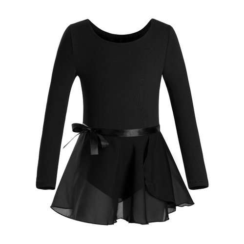 DANSHOW Girls Team Basic Long Sleeve Leotard with Skirt Kid Dance Ballet Tutu Dress(KD3028-XXL-06)