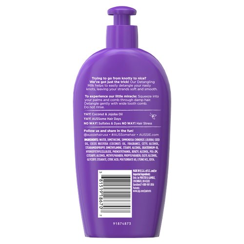 Aussie Miracle Curls with Coconut Oil, Paraben Free Detangling Milk Treatment, 6.7 fl oz