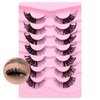 7 Pairs Fox Eye Lashes Flu-ffy 19mm Cat-Eye Lashes Curly Volume Eyelashes Faux Mink Lashes that Look Like Extensions Lashes Wispy False Eyelashes Natural Look(SN002)