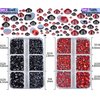 QOGIR 10000 Pieces 5 Mixed Size Siam Black and Multicolor Hotfix Rhinestones for Crafts Clothes Nail Art with Tweezers and Picking Rhinestones Pencil