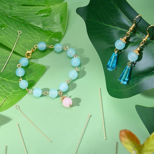 PH PandaHall 18K Gold Jewelry Making Pins Head Ball Pins Open Eye Pins Flat Head Pins 3 Sizes Jewelry Eye Pins Findings for DIY Craft Earring Bracelet Jewelry Making Accessories Supplies, 30/35/45mm