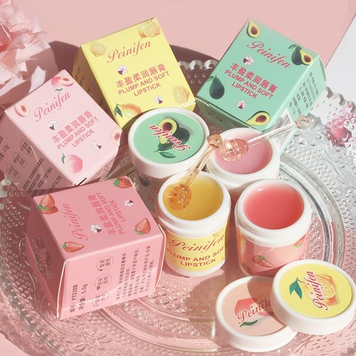 Cute Hydrating Lip Blam, 4 Packs Fruit Flavored Moisturizing Lip Gloss, Hydrating Waterpoof Lip Glow Oil, Non Toxic Lip Makeup Set