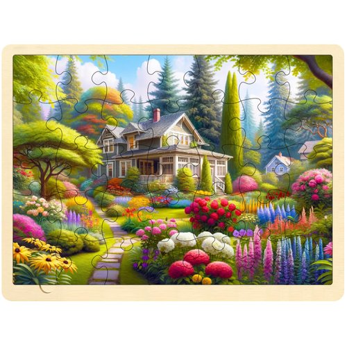 OoeFi Wooden Puzzle for Adults, 35 Piece Dementia Puzzles for Elderly with Serene Garden, Alzheimer's Products and Cognitive Activities for Seniors